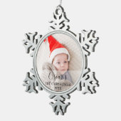 Eerste kerstfoto-Baby Naam Tin Sneeuwvlok Ornament (Rechts)