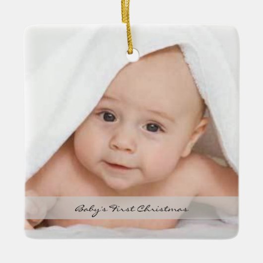 Eerste kerstfoto baby ornament naam geboorte (Voorkant)