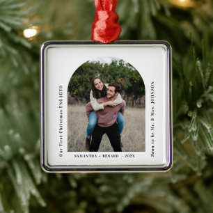 Eerste kerstfoto-boog voor verloofde koppels metalen ornament