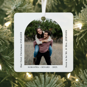 Eerste kerstfoto-boog voor verloofde koppels metalen ornament