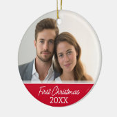 Eerste kerstfoto - enkelzijdig keramisch ornament (Links)