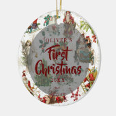 Eerste kerstfoto  Festive Photo Keramisch Ornament (Links)