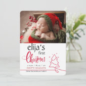 Eerste kerstfoto geboorteaankondiging aankondiging (Staand voorkant)
