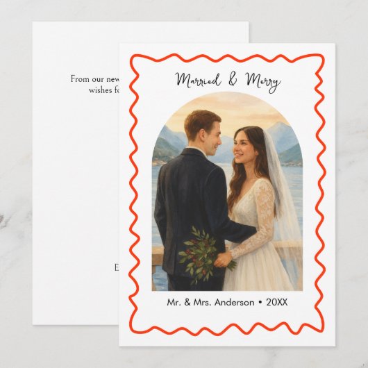  Eerste kerstfoto 'Getrouwd en gelukkig'  Feestdagenkaart (Voorkant / Achterkant)