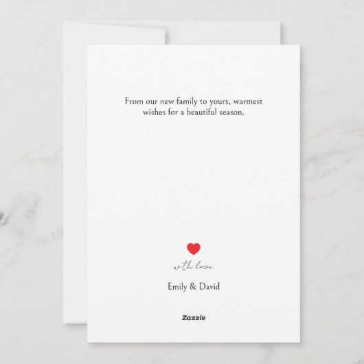  Eerste kerstfoto 'Getrouwd en gelukkig'  Feestdagenkaart (Achterkant)