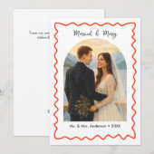 Eerste kerstfoto 'Getrouwd en vrolijk' Feestdagenkaart (Voorkant / Achterkant)