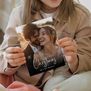 Eerste kerstfoto getrouwd print foto afdruk