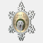 Eerste kerstfoto Golden Snowflake Puppy Tin Sneeuwvlok Ornament (Rechts)