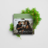 Eerste kerstfoto groene moderne typografie briefkaart