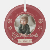 Eerste kerstfoto grootouders gepersonaliseerd glas ornament (Voorkant)