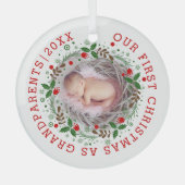 Eerste kerstfoto grootouders met foto glas ornament (Voorkant)