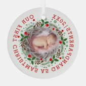 Eerste kerstfoto grootouders met foto glas ornament (Achterkant)
