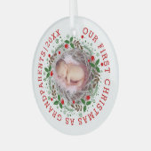 Eerste kerstfoto grootouders met foto glas ornament (Voorkant links)