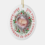 Eerste kerstfoto grootouders met foto keramisch ornament (Rechts)