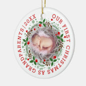 Eerste kerstfoto grootouders met foto keramisch ornament (Links)