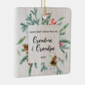 Eerste kerstfoto Grootouders Winter Greenery Foto Keramisch Ornament (Rechts)