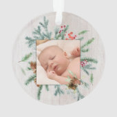 Eerste kerstfoto Grootouders Winter Greenery Foto Ornament (achterkant)