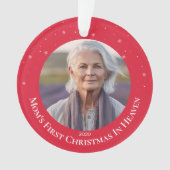 Eerste kerstfoto in de hemel gepersonaliseerd ornament (voorkant)