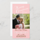 Eerste kerstfoto kaarten Roze sneeuwvlokken (Voorkant / Achterkant)