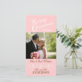 Eerste kerstfoto kaarten Roze sneeuwvlokken (Staand voorkant)