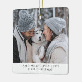 Eerste kerstfoto Keepsake paar hond Keramisch Ornament (Links)
