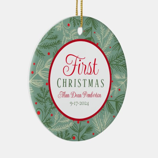 Eerste kerstfoto keramisch ornament (Rechts)