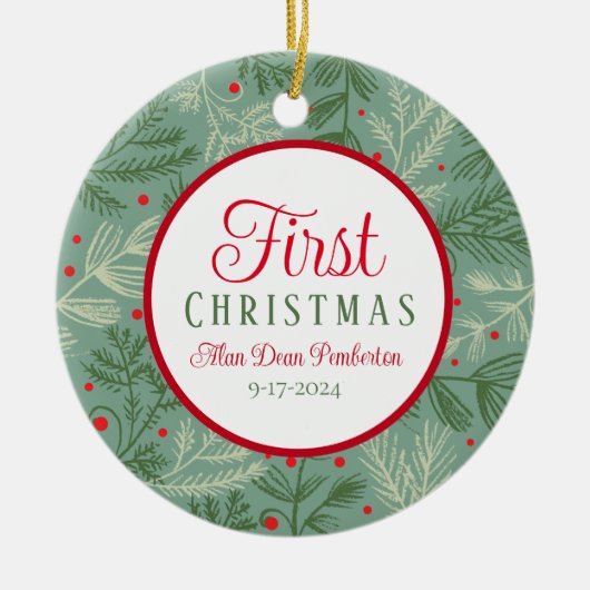 Eerste kerstfoto keramisch ornament (Voorkant)