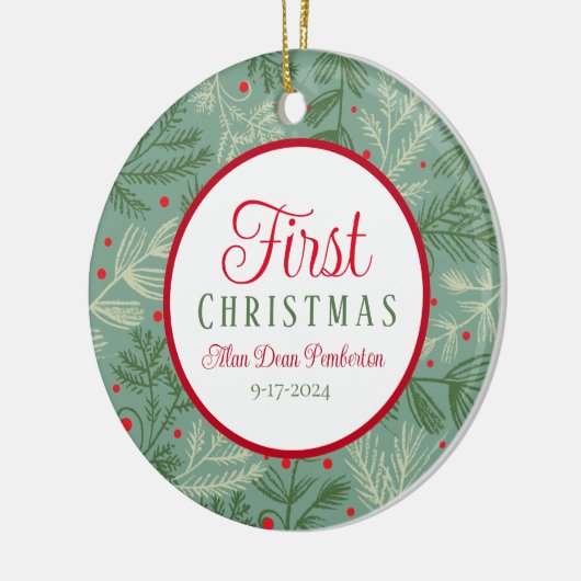 Eerste kerstfoto keramisch ornament (Links)