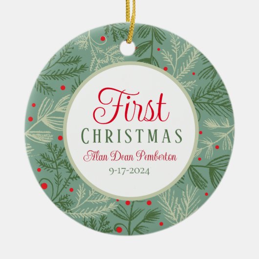 Eerste kerstfoto keramisch ornament (Voorkant)
