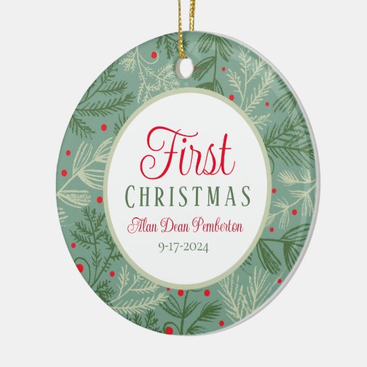 Eerste kerstfoto keramisch ornament (Links)