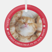 Eerste kerstfoto Kitten Cat Glas Ornament (Voorkant)