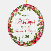 Eerste kerstfoto Meemaw Pawpaw Keramisch Ornament (Links)