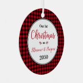 Eerste kerstfoto Meemaw Pawpaw Metalen Ornament (Voorkant Rechts)