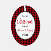 Eerste kerstfoto Meemaw Pawpaw Metalen Ornament (Voorkant links)