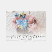 Eerste kerstfoto met handschrift Moderne foto Fleece Deken (Voorkant (Horizontaal))