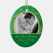 Eerste kerstfoto met ornament Gold Floral Green (Rechts)