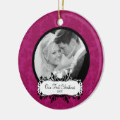 Eerste kerstfoto met ornament Pink Damask