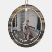 Eerste kerstfoto met pop-uppel met multifoto's keramisch ornament (Links)