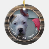 Eerste kerstfoto met pop-uppel met multifoto's keramisch ornament (Achterkant)