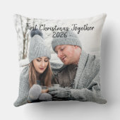 Eerste kerstfoto met vakantiethema kussen (Achterkant)