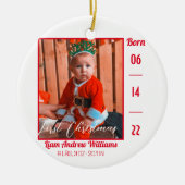 Eerste kerstfoto Modern Baby Birth Stats Keramisch Ornament (Voorkant)