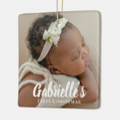 Eerste kerstfoto Modern Chic Custom Keramisch Ornament (Links)