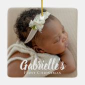 Eerste kerstfoto Modern Chic Custom Keramisch Ornament (Achterkant)