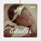 Eerste kerstfoto Modern Chic Custom Keramisch Ornament (Achterkant)