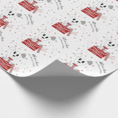 Eerste kerstfoto op Cadeaus (rood) Cadeaupapier (Hoek)