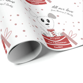 Eerste kerstfoto op Cadeaus (rood) Cadeaupapier