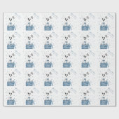 Eerste kerstfoto op Cadeaus (Winterblauw) Cadeaupapier (Vlak)