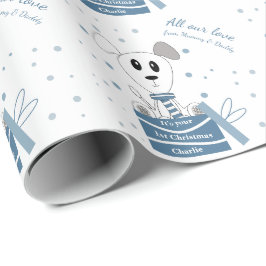 Eerste kerstfoto op Cadeaus (Winterblauw) Cadeaupapier
