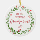 Eerste kerstfoto op maat voor Baby Keramisch Ornament (Voorkant)