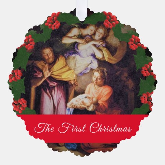 Eerste kerstfoto ornament kaart (Voorkant)